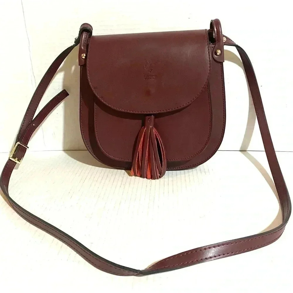 Borse in pelle burgundy leather shoulder handbag